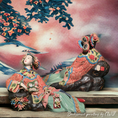 Large Japanese hand-painted woman sculpture - "Spring" Large Japanese hand-painted woman sculpture - "Spring" - Crafty-Clayworks