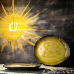 Handmade glazed oval "Gilded Sunburst" plate Handmade artistic and glazed oval "Gilded Sunburst" plate - Crafty-Clayworks