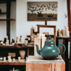 Small traditional handmade kiln-turned teapot - 10oz Traditional handmade kiln-turned teapot - 300mL - Crafty-Clayworks