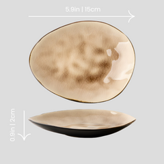 Handmade "Golden Sunset" plate with cracked glazing Handmade irregular "Cuiwei Tea" plate with cracked glazing - Crafty-Clayworks