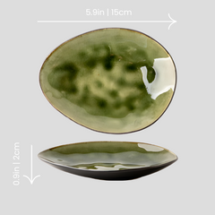 Handmade "Cypress Green" plate with cracked glazing Handmade irregular "Cuiwei Cypress Green" plate with cracked glazing - Crafty-Clayworks
