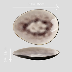 Handmade "Chilling Purple" plate with cracked glazing Handmade irregular "Cuiwei Grey Purple" plate with cracked glazing - Crafty-Clayworks