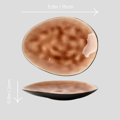 Handmade "Golden Autumn" plate with cracked glazing Handmade irregular "Cuiwei Golden Autumn" plate with cracked glazing - Crafty-Clayworks