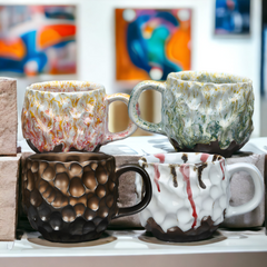Handmade rustic "Natural Nectar" mug - 10oz Handmade rough and glazed "Natural Nectar" mug - 300mL - Crafty-Clayworks