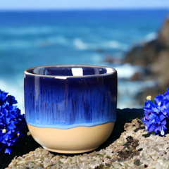 Handmade half glazed "Heavenly Huckleberry Chalice" cup - 5oz Handmade half glazed "Heavenly Huckleberry Chalice" cup - 150mL - Crafty-Clayworks