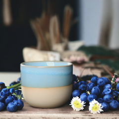 Handmade half glazed "Blueberry Breeze" cup - 5oz Handmade half glazed "Blueberry Breeze" cup - 150mL - Crafty-Clayworks