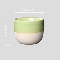 Handmade half glazed "Lime Fizz" cup - 5oz Handmade half glazed "Lime Fizz" cup - 150mL - Crafty-Clayworks