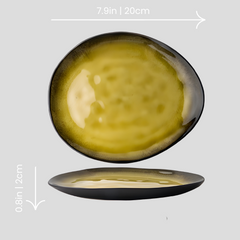 Handmade glazed oval "Gilded Sunburst" plate Handmade artistic and glazed oval "Gilded Sunburst" plate - Crafty-Clayworks