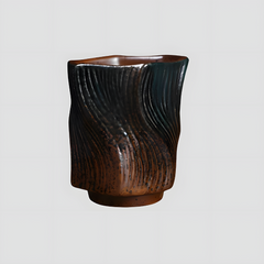 Handmade edgy black and brown "ZiggyZaggy" cup - 5oz Handmade edgy black and brown "ZiggyZaggy" cup - 5oz