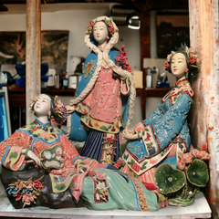 Large Japanese hand-painted woman sculpture - "Summer" Large Japanese hand-painted woman sculpture - "Summer" - Crafty-Clayworks