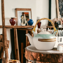 Japanese traditional "Misty Mountain" teapot - 34oz Handmade minimalistic "Misty Mountain" teapot - 1000mL - Crafty-Clayworks