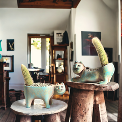 Abstract artistic "Whisker Wonderland" flowerpot Handmade abstract and artistic "Whisker Wonderland" flowerpot - Crafty-Clayworks