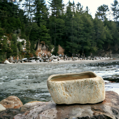 Handmade rustic and naturalistic flowerpot - Green Variscite stone Handmade rustic and naturalistic flowerpot - Green Variscite stone Crafty-Clayworks