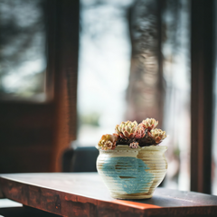 Handmade rustic blue-painted flowerpot Handmade rustic blue-painted flowerpot Crafty-Clayworks