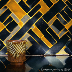 Handmade round brown and yellow "ZiggyZaggy" cup - 5oz Handmade round brown and yellow "ZiggyZaggy" cup - 5oz