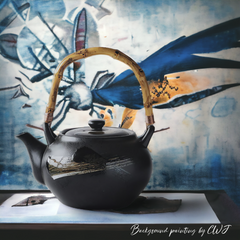 Japanese traditional "Dragonfly Serenade" teapot - 27oz Handmade nostalgic Japanese "Dragonfly Serenade" teapot - 800mL - Crafty-Clayworks