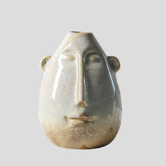 Handmade face-motive "Tranquil Visage" vase Handmade modern minimalistic "Tranquil Visage" face-motive vase - Crafty-Clayworks
