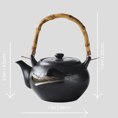 Japanese traditional "Dragonfly Serenade" teapot - 27oz Handmade nostalgic Japanese "Dragonfly Serenade" teapot - 800mL - Crafty-Clayworks