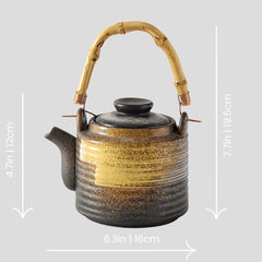 Japanese traditional "A Samurais Spirit" teapot - 34oz Handmade nostalgic Japanese "A Samurais Spirit" teapot - 1000mL - Crafty-Clayworks