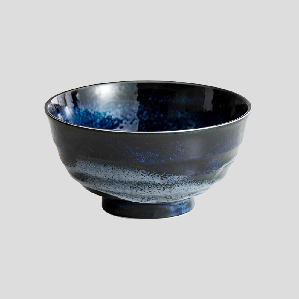 A beautiful handmade blue black ceramic round bowl - a blue black pottery hotsell round bowl