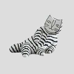 Handmade "Artisto Cats" sculpture - zebra lying Handmade artistic "Artisto Cats" sculpture - zebra lying - Crafty-Clayworks