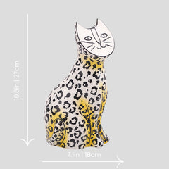 Handmade "Artisto Cats" sculpture - leopard sitting Handmade artistic "Artisto Cats" sculpture - leopard sitting - Crafty-Clayworks