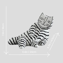 Handmade "Artisto Cats" sculpture - zebra lying Handmade artistic "Artisto Cats" sculpture - zebra lying - Crafty-Clayworks