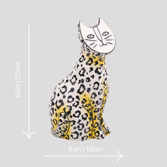 Handmade "Artisto Cats" sculpture - leopard sitting Handmade artistic "Artisto Cats" sculpture - leopard sitting - Crafty-Clayworks