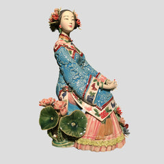 Large Japanese hand-painted woman sculpture - "Summer" Large Japanese hand-painted woman sculpture - "Summer" - Crafty-Clayworks