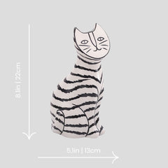 Handmade "Artisto Cats" sculpture - zebra sitting Handmade artistic "Artisto Cats" sculpture - zebra sitting - Crafty-Clayworks