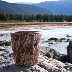 Handmade uneven antique "Marbled Mountain" cup - 140mL - Crafty-Clayworks
