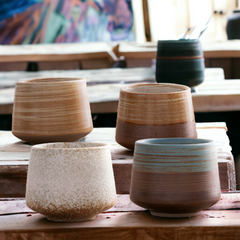 Handmade painted antique "Fertile Grounds" cup - 150mL - Crafty-Clayworks