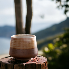 Handmade painted antique "Mocca" cup - 150mL - Crafty-Clayworks