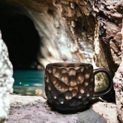 Handmade rough and glazed "Bronze Ore" mug - 300mL - Crafty-Clayworks