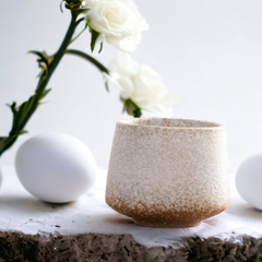 Handmade painted antique "Grained Eggshells" cup - 150mL - Crafty-Clayworks