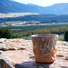 Handmade uneven antique "Marbled Mountain" cup - 140mL - Crafty-Clayworks