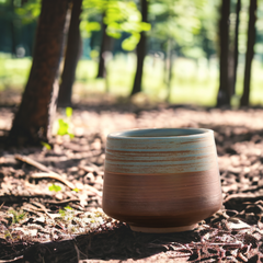 Handmade painted antique "Fertile Grounds" cup - 150mL - Crafty-Clayworks