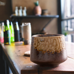 Handmade glazed antique "Frothy Beer" cup - 150mL - Crafty-Clayworks