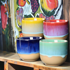 Handmade half glazed "Heavenly Huckleberry Chalice" cup - 150mL - Crafty-Clayworks