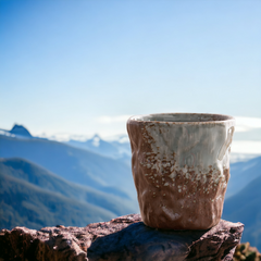 Handmade uneven antique "Marbled Mountain" cup - 140mL - Crafty-Clayworks