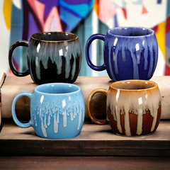 Handmade glazed "Midnight Emerald" mug - 13.5oz