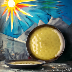 Handmade artistic and glazed "Gilded Sunburst" serving platter - Crafty-Clayworks