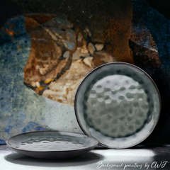 Handmade artistic and glazed "Silver Luster" serving platter - Crafty-Clayworks