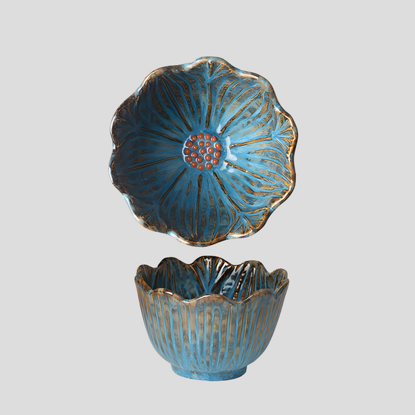 Small handmade artistic "Color Lotus" bowl - Crafty-Clayworks