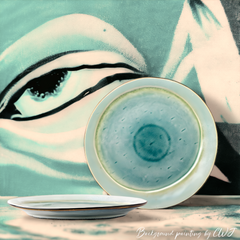 Handmade artistic and glazed "Frosted Pupil" serving platter - Crafty-Clayworks