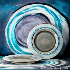 Handmade artistic and glazed "Orions Belt" serving platter - Crafty-Clayworks