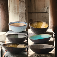 Handmade "Ice Crackle Glaze" bowl - dark green - Crafty-Clayworks