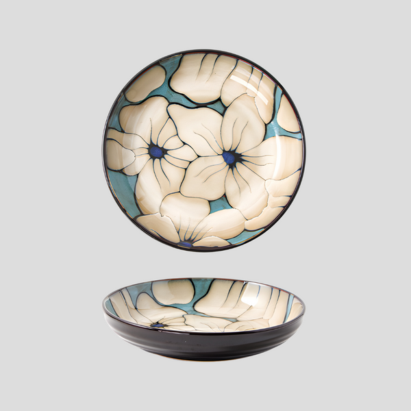 Hand-painted nature inspired "Botanical Bliss" deep plate - Crafty-Clayworks