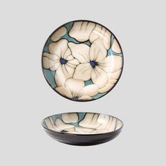 Hand-painted nature inspired "Botanical Bliss" deep plate - Crafty-Clayworks