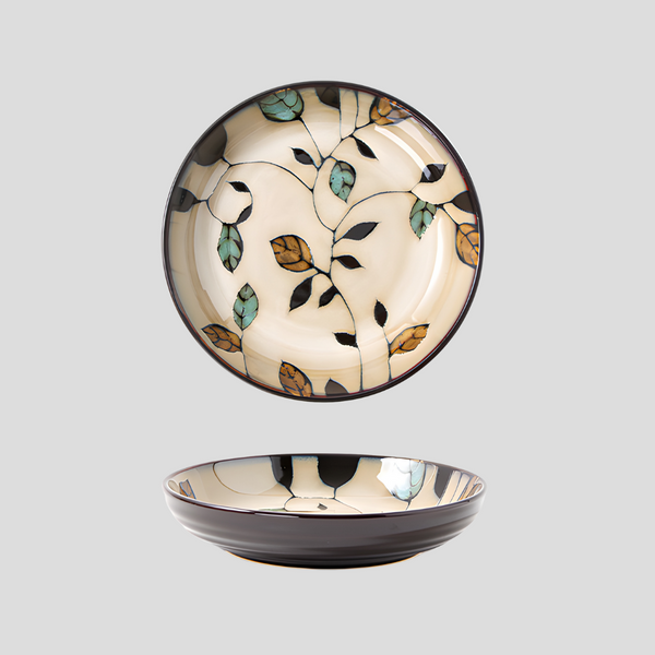 Hand-painted nature inspired "Botanical Bliss" deep plate - Crafty-Clayworks